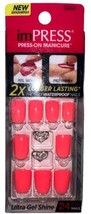 KISS Impress Press-On Nails Solid Coral &amp; Charms #56660 ECSTATIC CLIN Ne... - $12.86