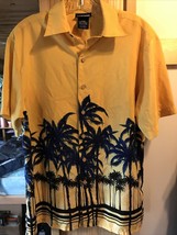 Extreme Gear Men&#39;s M Yellow Palm Print SS Button Down Polyester Hawaiian... - $19.30