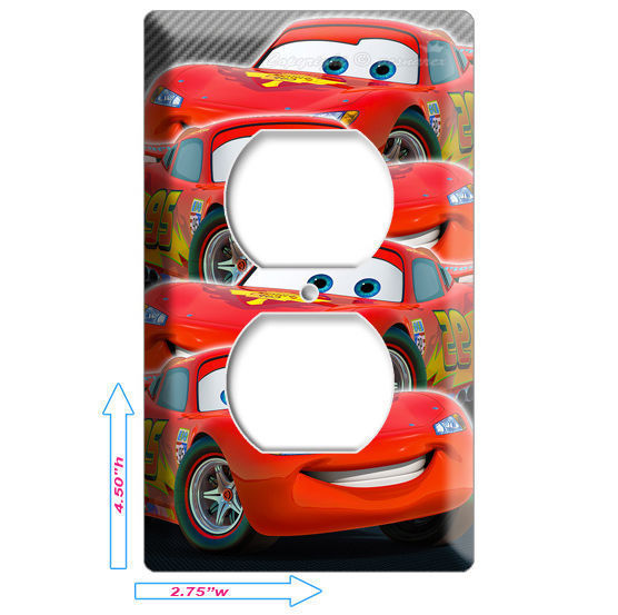 NEW CARS 3 LIGHTNING MCQUEEN DISNEY OUTLET COVER PLATE BOYS GAME ROOM DECORATION