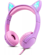 Olyre Kids Headphones, Safe 85db Volume Control Light Up Cat Ear Headphones - $17.57 CAD