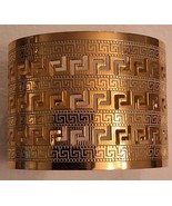 Greek Key Design Vintage Cuff Bracelet Gold Tone Statement Piece - $1,070.19 MXN