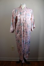 Vtg Unbranded 42&quot; Bust Satin Pink Floral Long Robe - $24.70