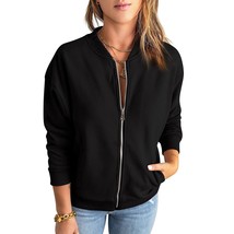 Womens Full Zip Sweatshirts Loose Casual Long Sleeve Fall Jackets With P... - £59.01 GBP
