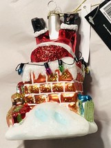 Robert Stanley Christmas Ornament Glass Santa Claus Stuck in Chimney New w/Tags - £12.41 GBP