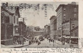 North Adams Massachusetts~Main STREET-TROLLEY-STOREFRONTS~1906 Postcard - £3.48 GBP