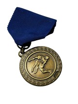Vintage Folkstyle Wrestling Wreath Edge Coppertone Medal Award  - $19.00