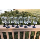 Black Clear Glass Water Goblets Two Tone 7 1/8” 13 oz Set of 8 - £62.79 GBP