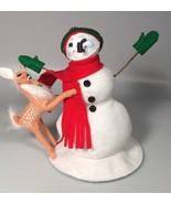 Annalee Christmas decoration Felt deer and snowman doll - £40.73 GBP