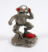 Hudson Fine Pewter Frog Figurine #3427 Dancing Headphones 2&quot; Vintage 1984 - $21.99