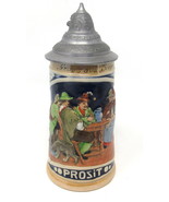 Prosit Lid Germany Beer Stein 1/4L Pewter Gruss aus Siegen Marzi Remy Ge... - $18.74