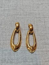 Vintage Gold Tone Open Oval Teardrop Drop Earrings, 1.25&#39;&#39; Diameter - £7.52 GBP