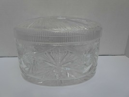 Crystal covered trinket box jar dish bowl cut glass hobstar star of david lead - £111.41 GBP
