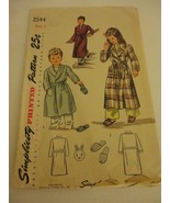 Vintage Children&#39;s Size 3 Robe and Slippers 2544 Simplicity sewing pattern - $10.39