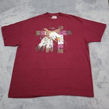Oneita Power Shirt Mens 2XL Burgundy Red Eagle Cross Native Graphic Tee Casual - £15.84 GBP