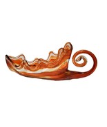 Snail Spiral Hand Blown Glass Candy Trinket Bowl Orange Brown Leaf Muran... - £18.37 GBP