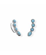 Synthetic Blue Turquoise Ear Climber Fancy Earring 925 Sterling Silver P... - £90.07 GBP