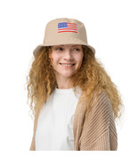 Organic Cotton Bucket Hat USA Flag Eco-Friendly American Hat Unisex Patr... - $33.00