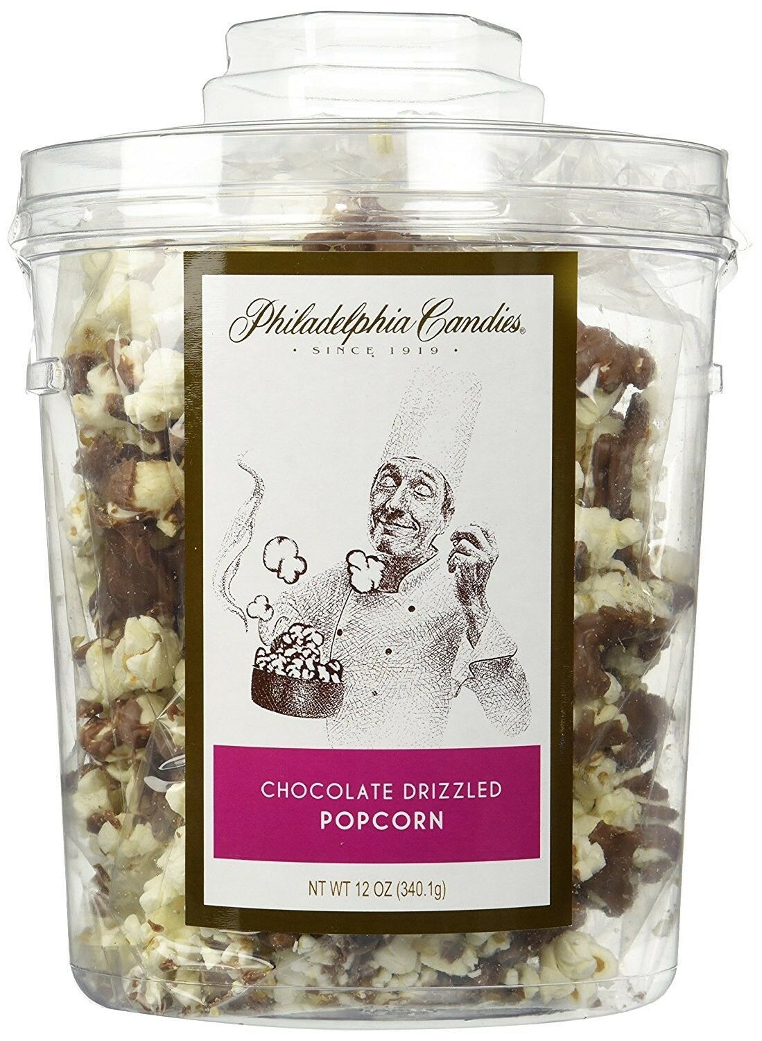 Philadelphia Candies Milk Chocolate Covered Drizzled Popcorn Gift Tub 12 Ounce - £12.60 GBP