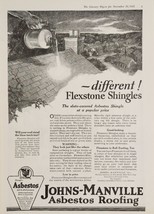 1921 Print Ad Johns-Manville Asbestos Roofing Shingles Torch on Roof New York,NY - £14.48 GBP