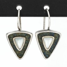 Carolyn Pollack Sterling Mother of Pearl &amp; Crushed Lapis CORAZON Drop Earrings - £17.58 GBP