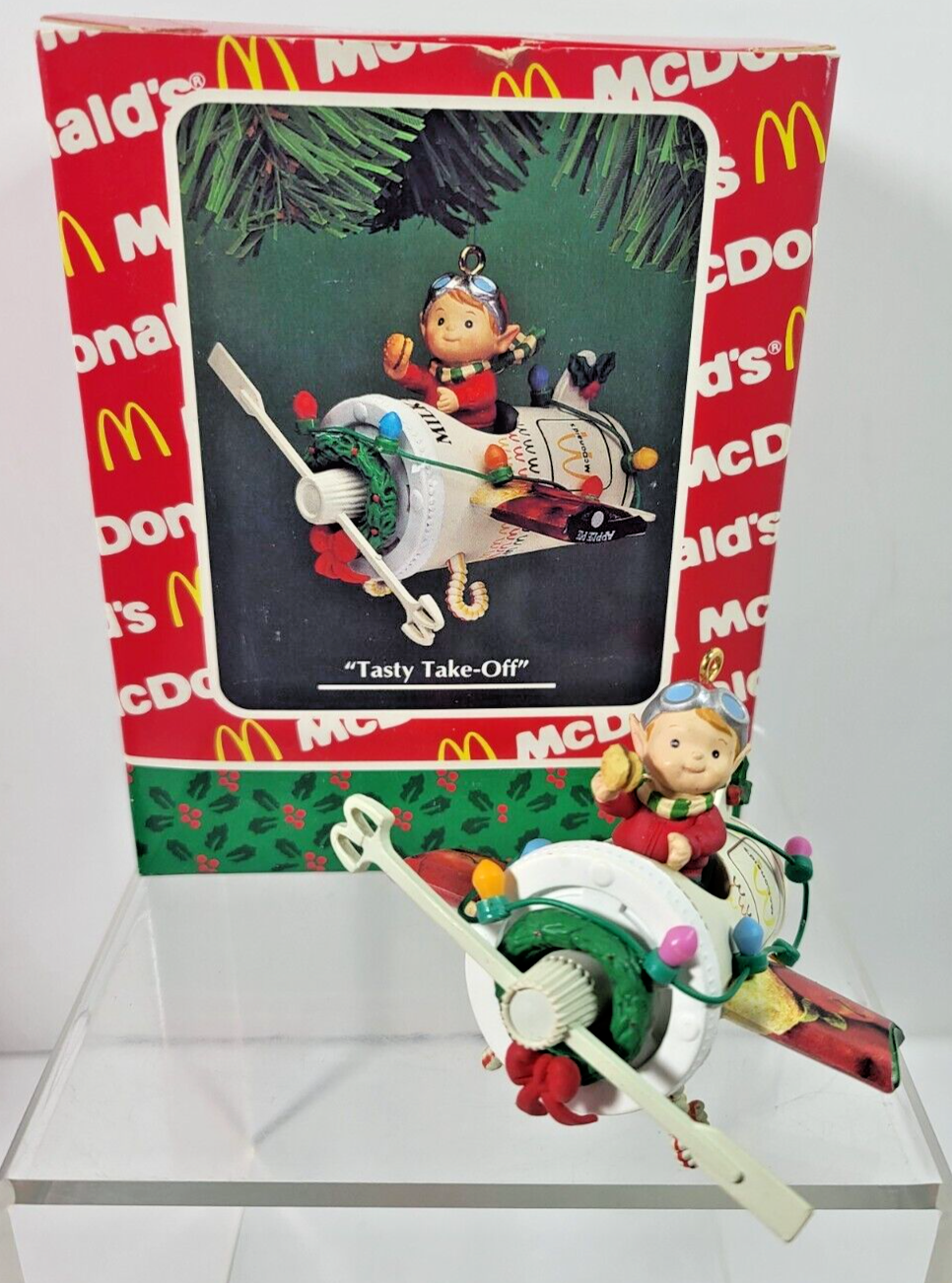 Primary image for Vtg 1994 McDonalds Treasury Christmas Ornament Tasty Take-Off & Box Enesco Elf