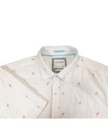 Denim &amp; Flower White Flamingo Shirt Large Slim Fit Short Sleeve Button U... - £7.13 GBP