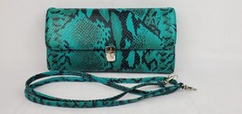 Frenchy of California Snake Print Handbag Clutch Turquoise Blue Shoulder... - $41.11