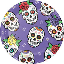 Dia De Muertos Day of the Dead Skulls 8 Ct 7&quot; Halloween Dessert Cake Plates - £3.49 GBP