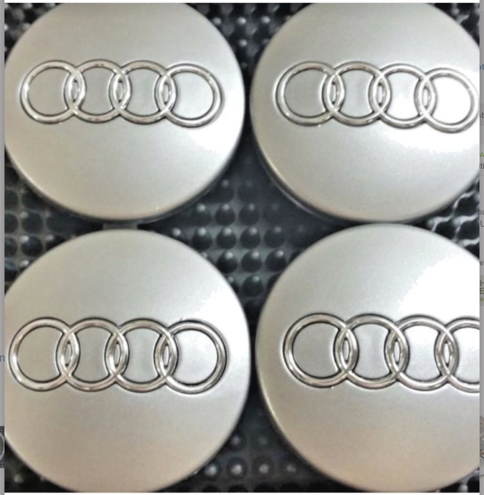 4 Pcs, Audi GRAY Chrome Logo Center Wheel Hub Cap 60mm for A3, A4, A6, A8, S4