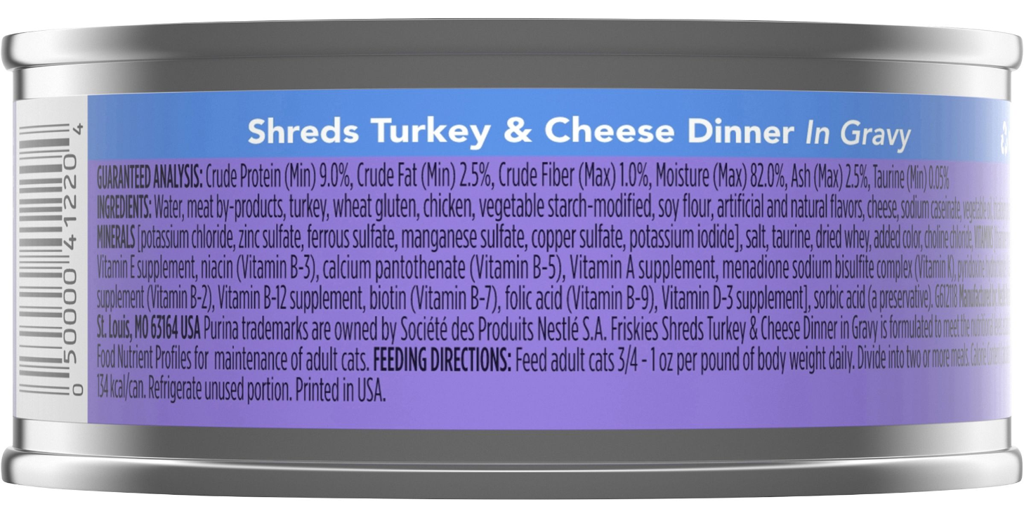 Friskies Savory Adult Turkey and Cheese Shreds Wet Cat Food, 5.5 oz. - 1 Can Item image 2