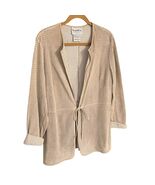 Pamela McCoy Tan Genuine Leather Perforated Jacket With Tie Front Womens M - $1,298.70 MXN