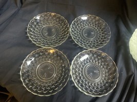 SET OF 4 ANCHOR HOCKING CLEAR BUBBLE 5 3/4&quot; SAUCERS - £6.01 GBP