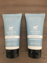 Crabtree &amp; Evelyn Goat Milk &amp; Oat Soothing Shower Milk 1.7 oz Set Of Two NEW - £14.06 GBP