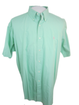 Ralph Lauren classic fit Men shirt short sleeve p2p 28.5&quot;  XL green pink pony - £19.54 GBP