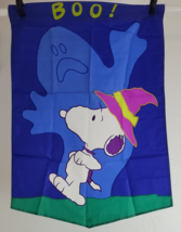 Snoopy Halloween Flag Ghost Embroidered Applique Reversible Double Sided 28 x 40 - £9.49 GBP