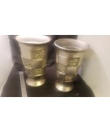 Pair of Silver Tone Ceramic Decorative Vases Crackle Designs, Approx 13&quot; - £18.67 GBP