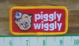 PIGGLY WIGGLY CLOTH IRON ON PATCH REALLY COOL LOOKING 3.25 BY 1.5&quot; - £5.20 GBP