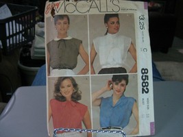 McCall's 8582 Misses Sleeveless Blouses Pattern - Size 18 Bust 40 - $8.34
