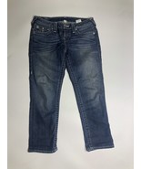 True Religion Capri Jeans Womens 27 Blue Denim Cropped Fit Flaps Stone W... - £24.25 GBP
