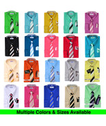 Berlioni Italy Toddlers Kids Boys Long Sleeve Dress Shirt Set With Tie &amp;... - $468.37 MXN