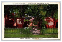 Oak Grown Ruins De LA Ronde Mansion New Orleans LA UNP Linen Postcard U10 - £1.30 GBP