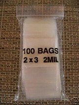 PLASTIC BAG 2x3 zip lock white block small poly 100 - £7.16 GBP