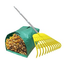 12 Tines Gardening Leaf Rake, Lightweight Steel Handle, Detachable, Idea... - £34.61 GBP