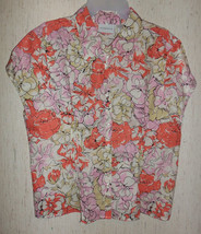 New Womens Liz Claiborne Linen Floral Print Blouse Size Xl - £18.22 GBP
