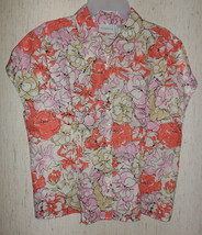 New Womens Liz Claiborne Linen Floral Print Blouse Size Xl - £18.62 GBP