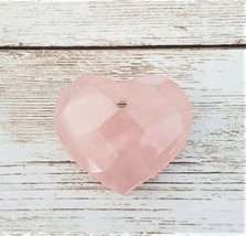 Faceted Pink Heart Pendant Rose Quartz (No Chain Included) - £11.00 GBP
