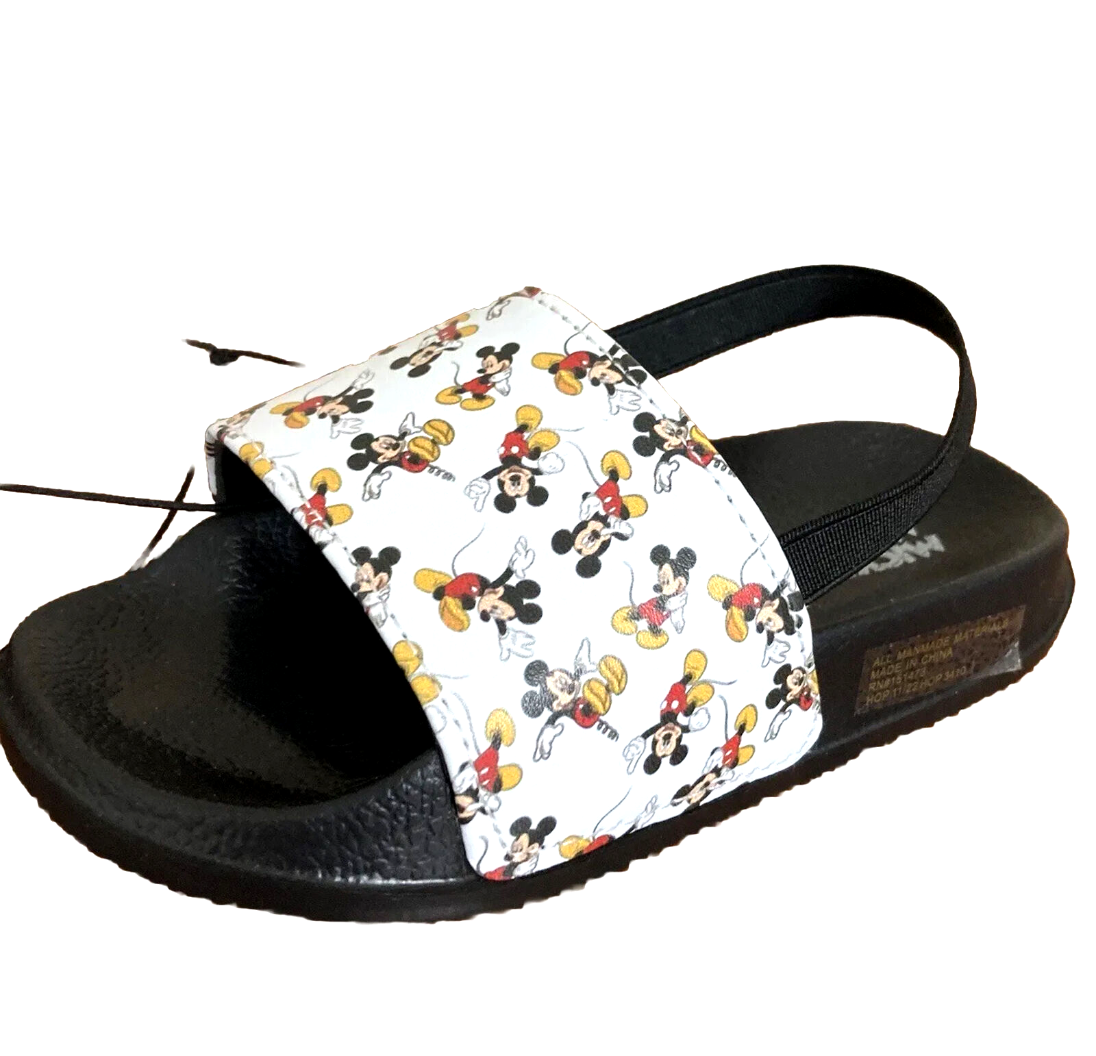 Primary image for Disney Mickey Mouse Slide Sandals Toddlers Sz 9/10 Black White Strap Lightweight