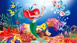 1989 Walt Disneys The Little Mermaid Movie Poster 16X11 Ariel Ursula Sebastian - £9.14 GBP
