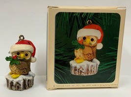 Hallmark Keepsake Christmas Ornament Owl Wearing Santa Hat 1980 With Box - $10.88