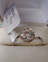 1ct Round Cut Moissanite Ring 14k White gold Finish GRA Certificate - £42.45 GBP